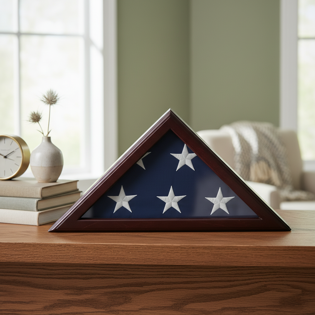 Officers Flag Display Case for 3ft x 5ft Flag - Cherry Finish