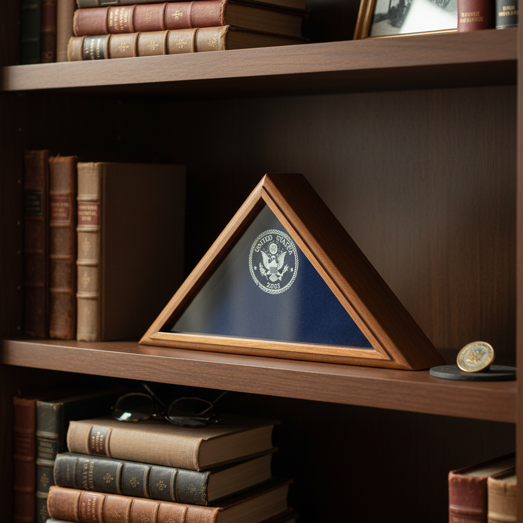 Army Flag Display Case, United States Army Flag Case - Mahogany Material.