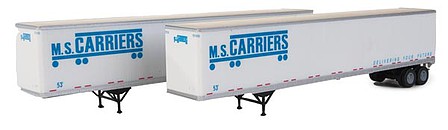 Walthers SceneMaster 949-2463 HO Scale 53' Stoughton Trailer 2-Pack - Assembled -- MS Carriers (white, blue)