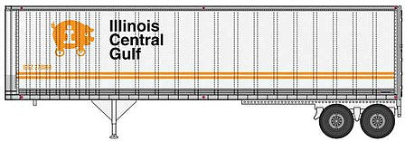 Walthers SceneMaster 949-2512 HO Scale 40' Trailmobile Trailer 2-Pack - Assembled -- Illinois Central Gulf (white, orange, black, Wheeled Pig Logo)