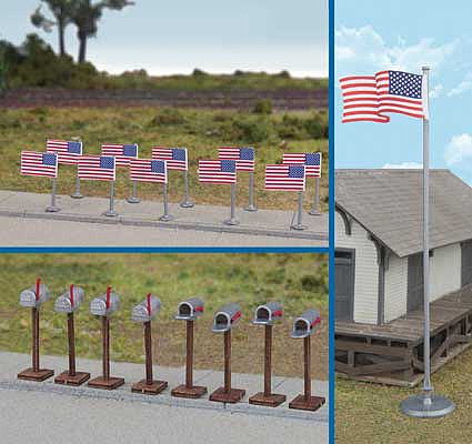 Walthers SceneMaster 4166 HO Flags & Mailboxes 50-Star