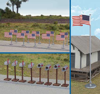 Walthers SceneMaster 4171 HO Flags & Mailboxes 48-Star