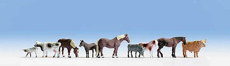 Walthers SceneMaster 6073 HO Large Farm Animals pkg(9)