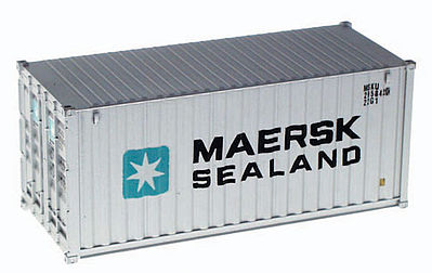 Walthers Scenemaster 8051 HO Scale 20' Corrugated Container - Assembled -- Maersk-Sealand (silver, blue, white)