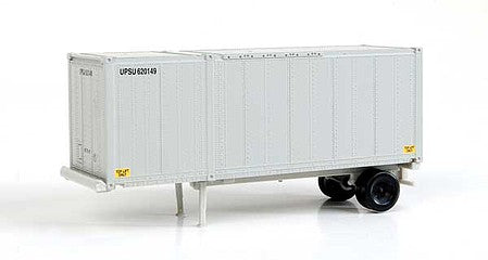 Walthers SceneMaster 949-8600 HO Scale 28' Container with Chassis 2-Pack - Assembled -- United Parcel Service UPSZ (gray)