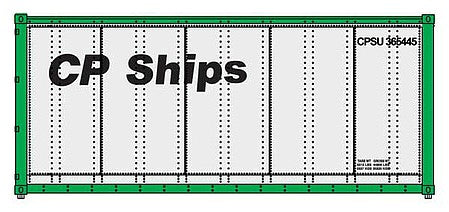 Walthers SceneMaster 949-8654 HO Scale 20' Smooth-Side Container - Ready to Run -- CP Ships (white, dark green, green; no Multi-Mark)