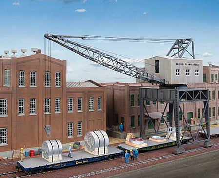 Walthers Cornerstone 933-4096 HO Scale Traveling Crane with Brick Street -- Kit - Crane: 4 x 4 x 9-1/8", Street Sections: 12-5/8 x 5-1/2"