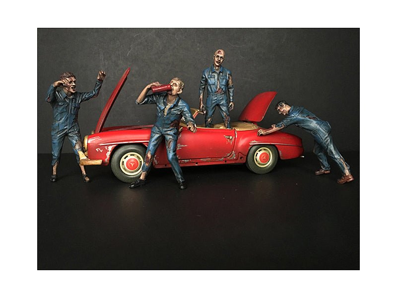 Zombie Mechanics 4 Piece Figurine Set "Got Zombies??" for 1/24 Scale Models by American Diorama  free shipping USA